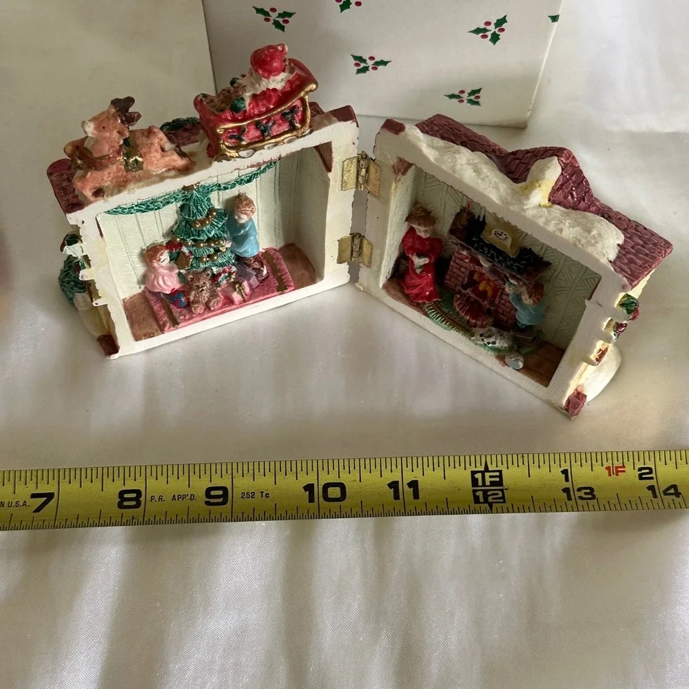 Unbranded Hinged Christmas Figurine‎ Set Multicolor Excellent Hinged Resin Vntge